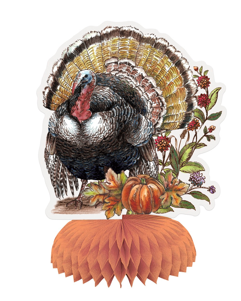 Plaid Turkey 6in Mini Honeycomb Decorations 4ct
