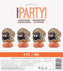Plaid Turkey 6in Mini Honeycomb Decorations 4ct