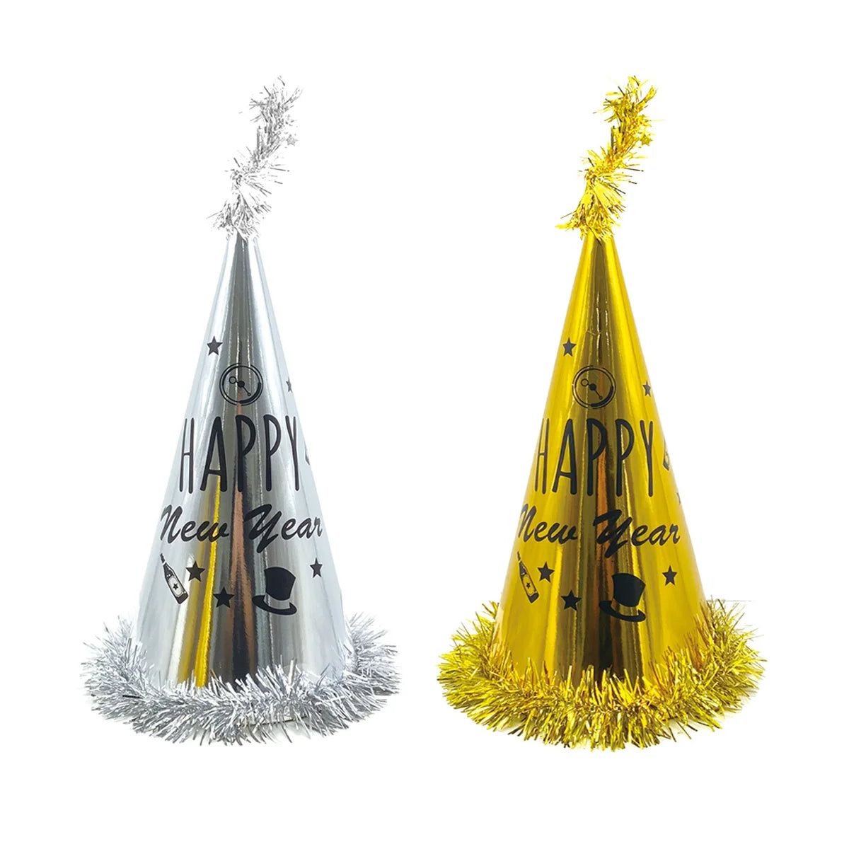 New Year Cone Hat Silver Gold - 1 Assorted Color