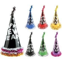 Happy New Year Glitter Cone Hat - 1 Assorted Color