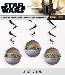 Mandalorian The Child Hanging Swirl Decorations 26in 3ct