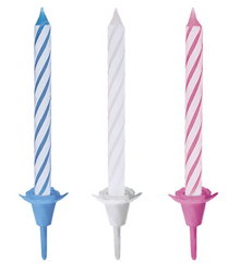 Birthday Candles in Holders - Assorted Colors 18ct