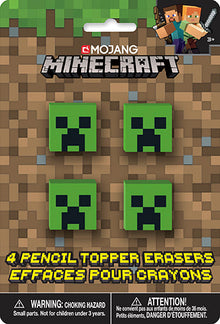 Minecraft Pencil Top Erasers 4ct