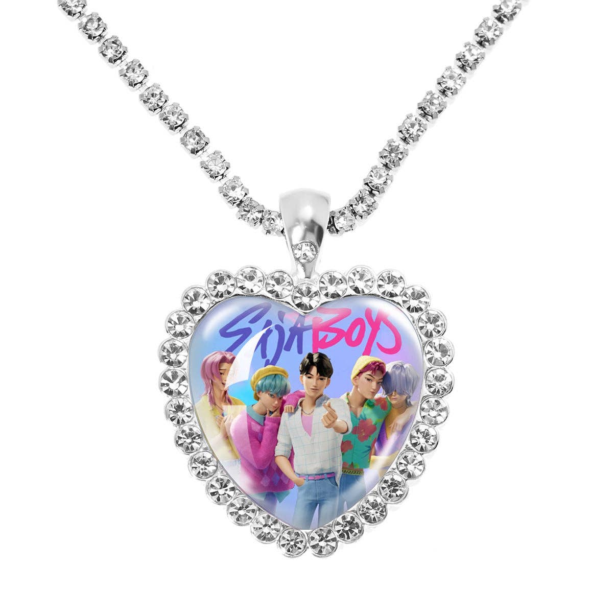 KDH k-pop inspired Gem Heart Rhinestone Necklace