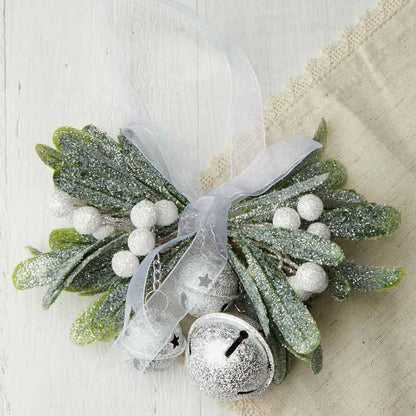 Frosted Mistletoe Jingle Bell Ornament (Package of 12)