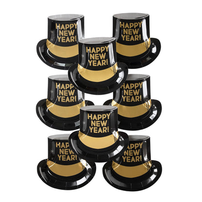 Happy New Year Hat Shaped Paper Plates 8ct