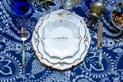 8 Ramadan White Dessert Plates