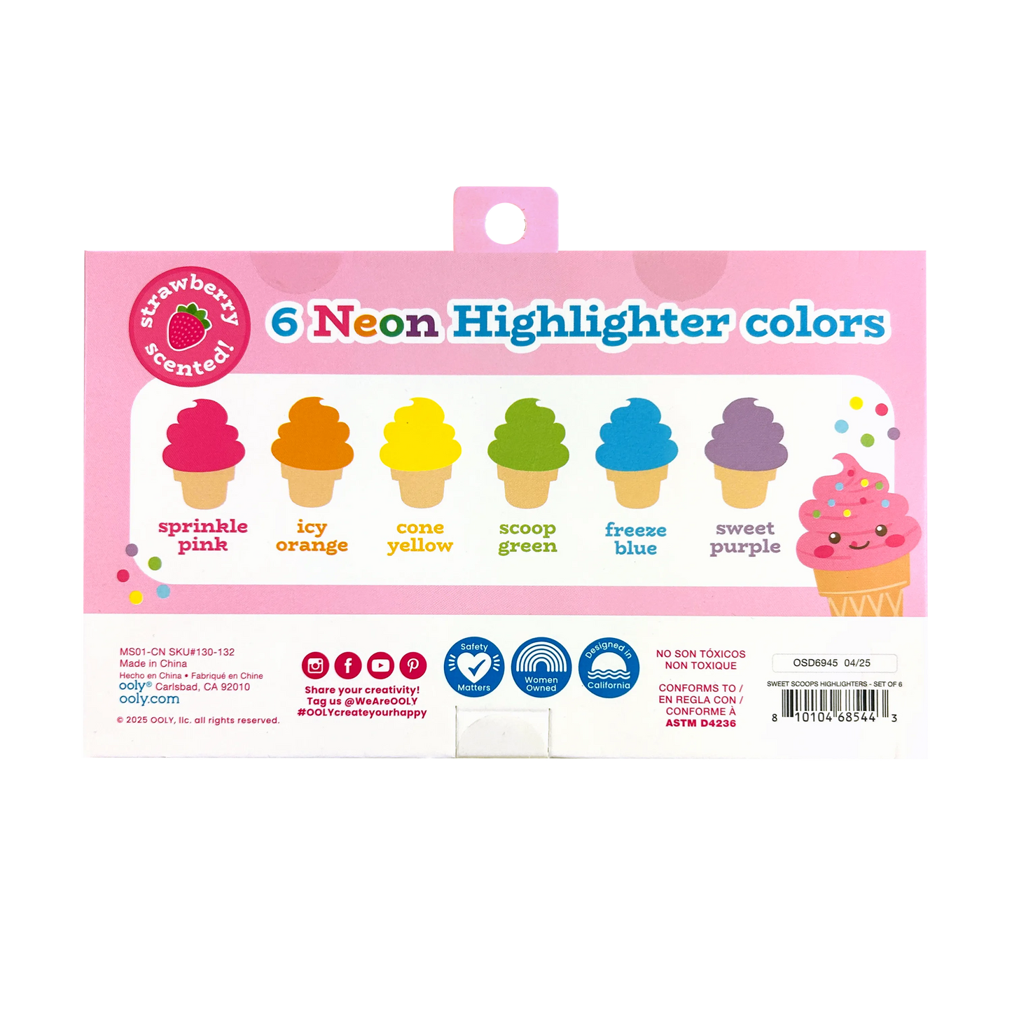 Sweet Scoops Neon Highlighters - Strawberry Scented