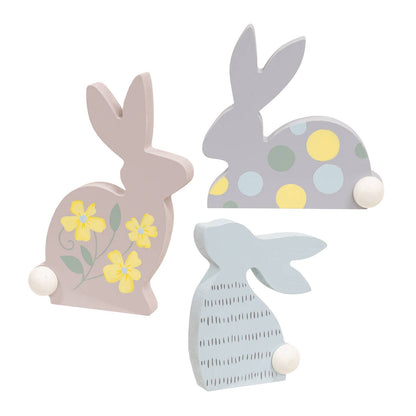 3/Set - Wooden Deco Pattern Bunny Sitters