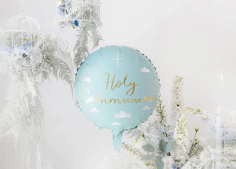S03 Holy Communion Blue/Gold 18in Balloon