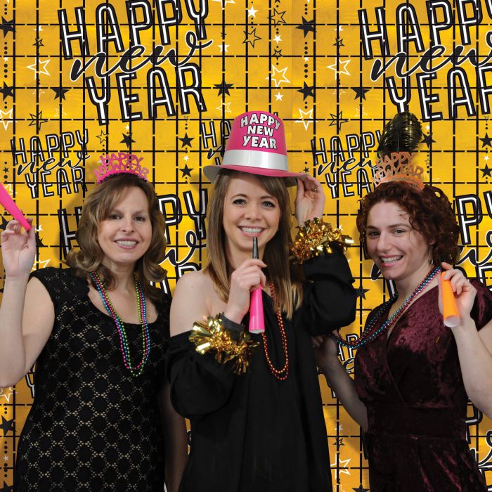 Happy New Year Metallic Square Curtain