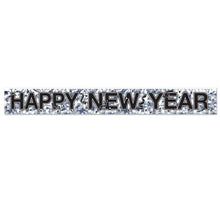 Metallic Happy New Year Fringe Banner Silver