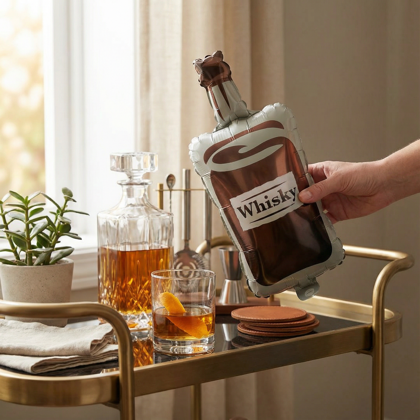 #383A Mini Whiskey Bottle Foil Balloon – Air Fill Only