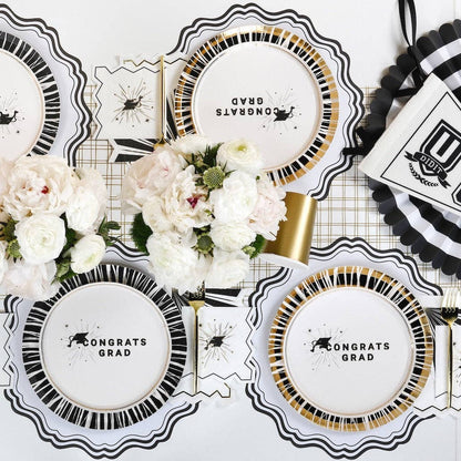 Black & White Fancy Placemats 12ct