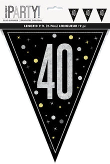 Glitz Black Flag Banner 9ft - 40