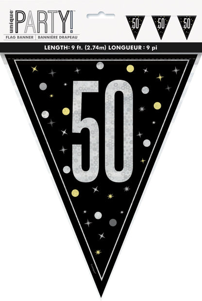 Glitz Black Flag Banner 9ft - 50