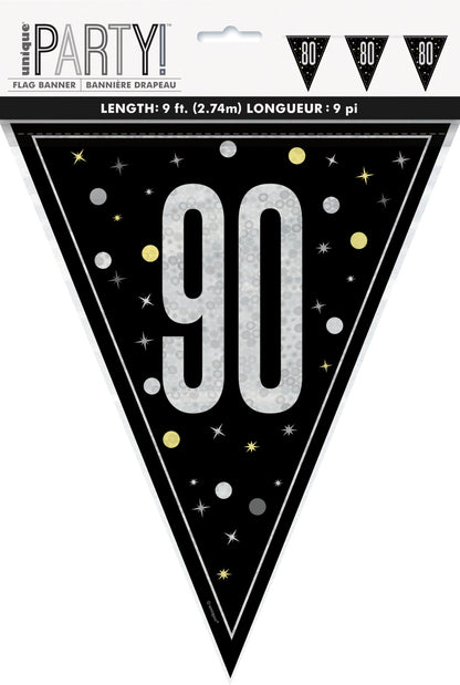 Glitz Black Flag Banner 9ft - 90