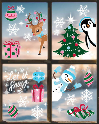 Winter Wonderland Christmas Window Clings 6 ct holiday decor