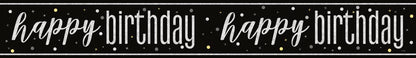 Glitz Black Prism Foil Banner 9ft - Happy Birthday