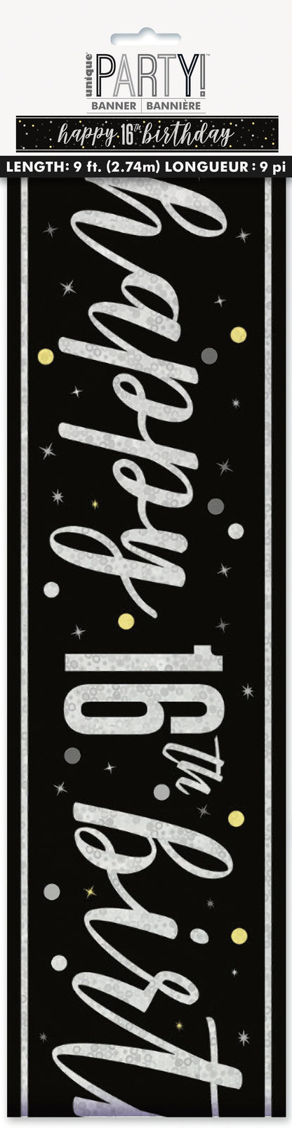 Glitz Black Prism Foil Banner 9ft - 16