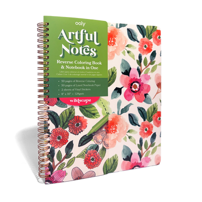 Artful Notes Reverse Coloring Book and Notebook - Wildscape