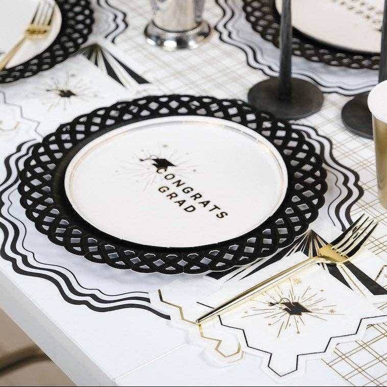 Black & White Fancy Placemats 12ct