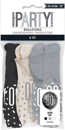 Glitz Black 12in Latex Balloons 6ct - 80