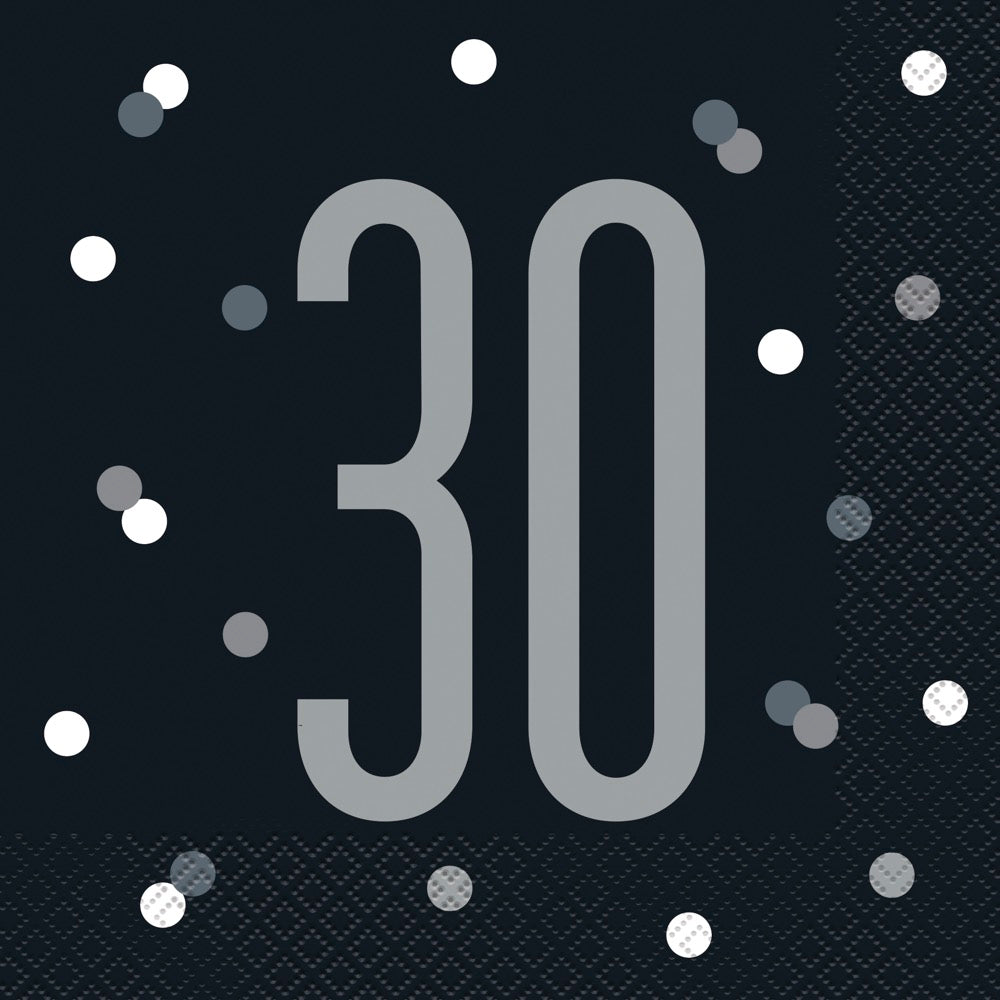 Glitz Black Luncheon Napkins 16ct - Thumbnail 2