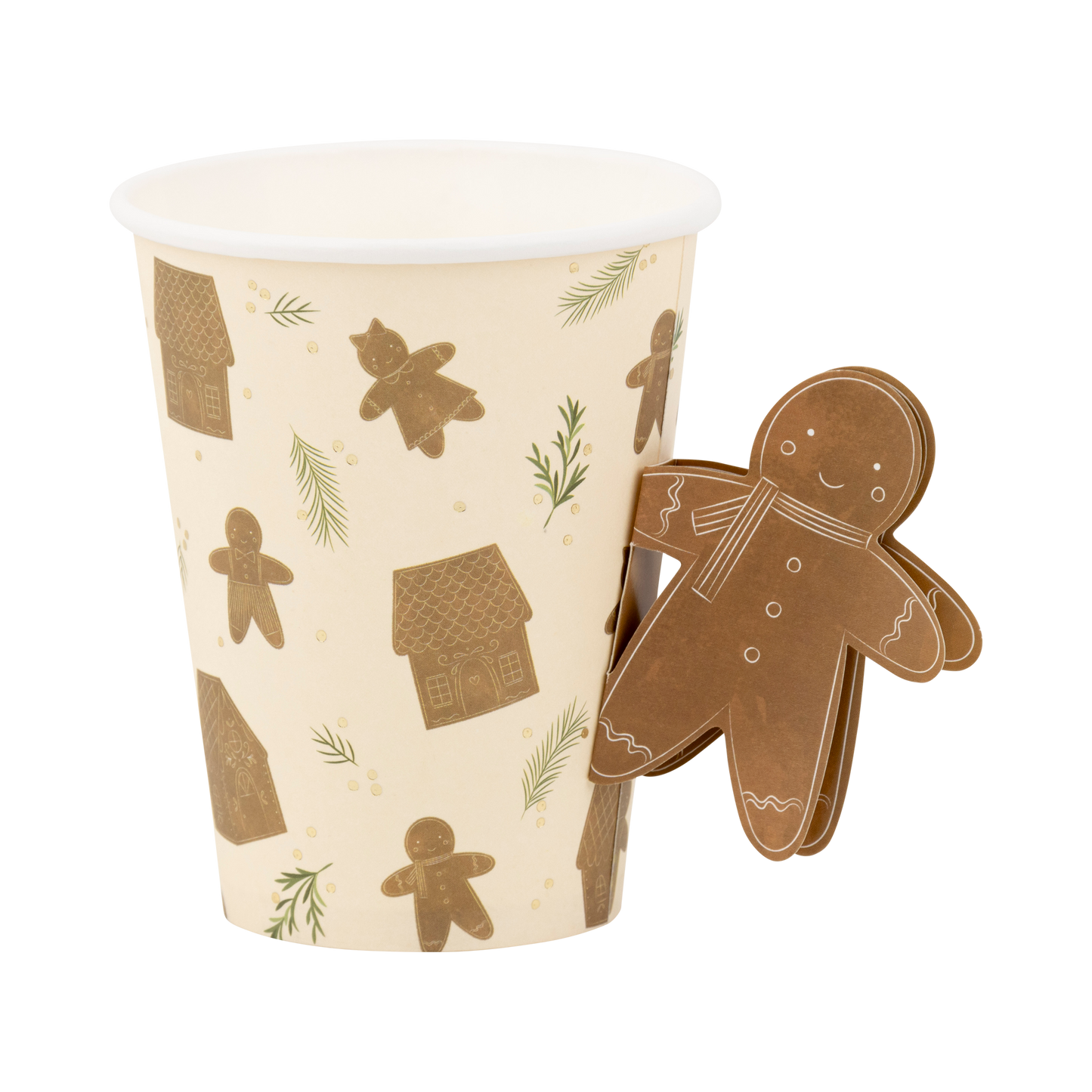 Whimsy Gingerbread Handled 12oz Paper Cups 8ct