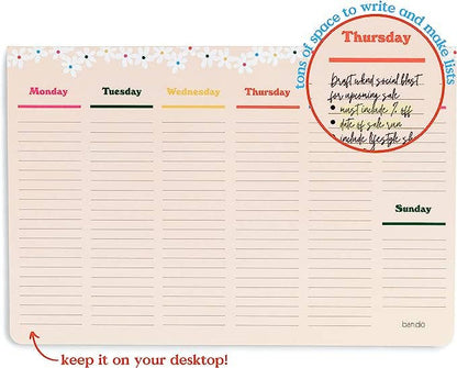 Week-To-Week Mega Desk Notepad - Daisies