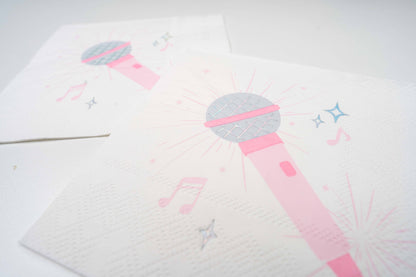 Pop Star Dance Party Microphone Cocktail Napkins 16ct