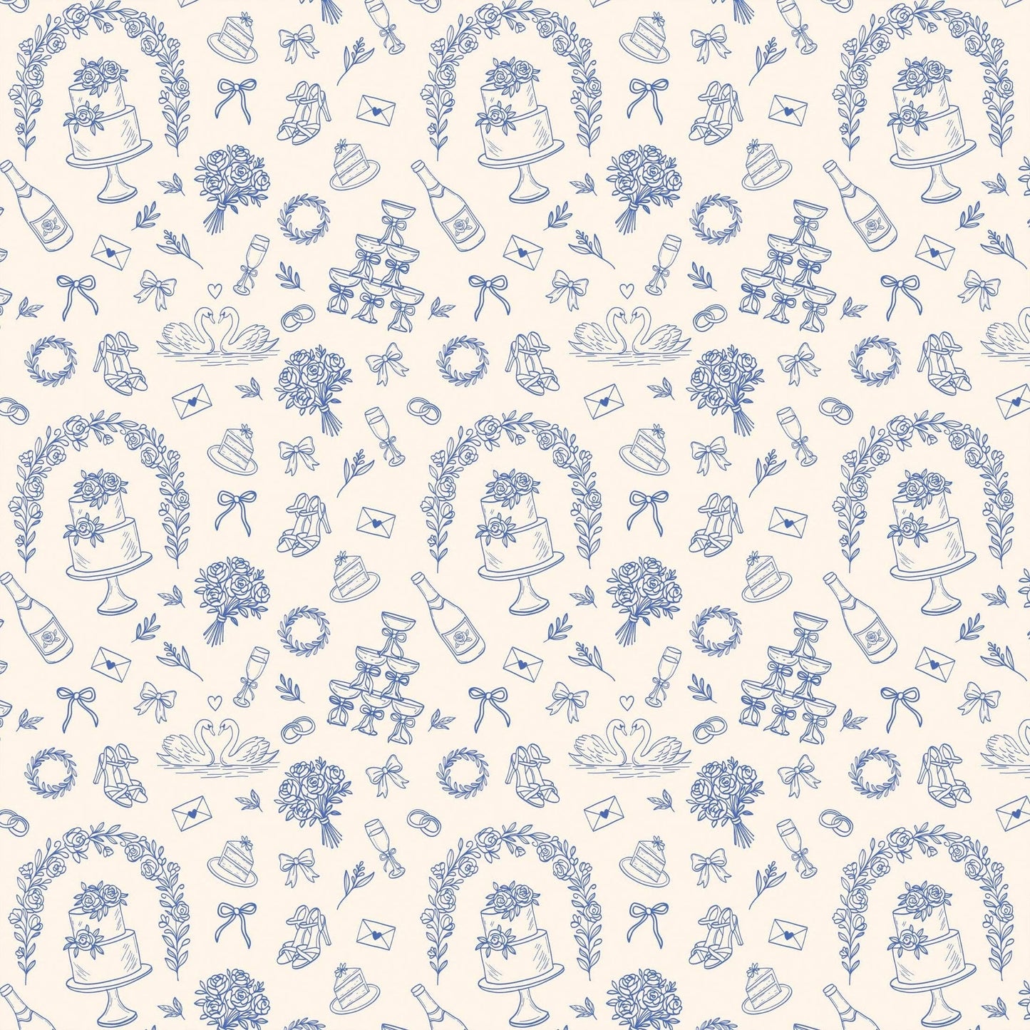 Beau Bottles Blue Wedding Toile- Prosecco Collection