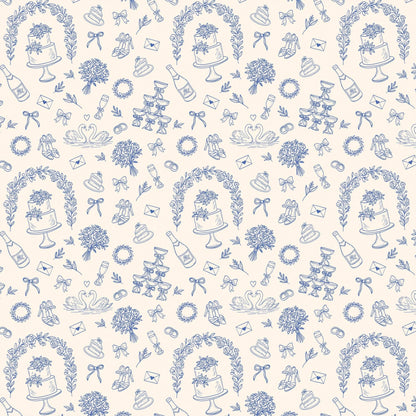 Beau Bottles Blue Wedding Toile- Prosecco Collection