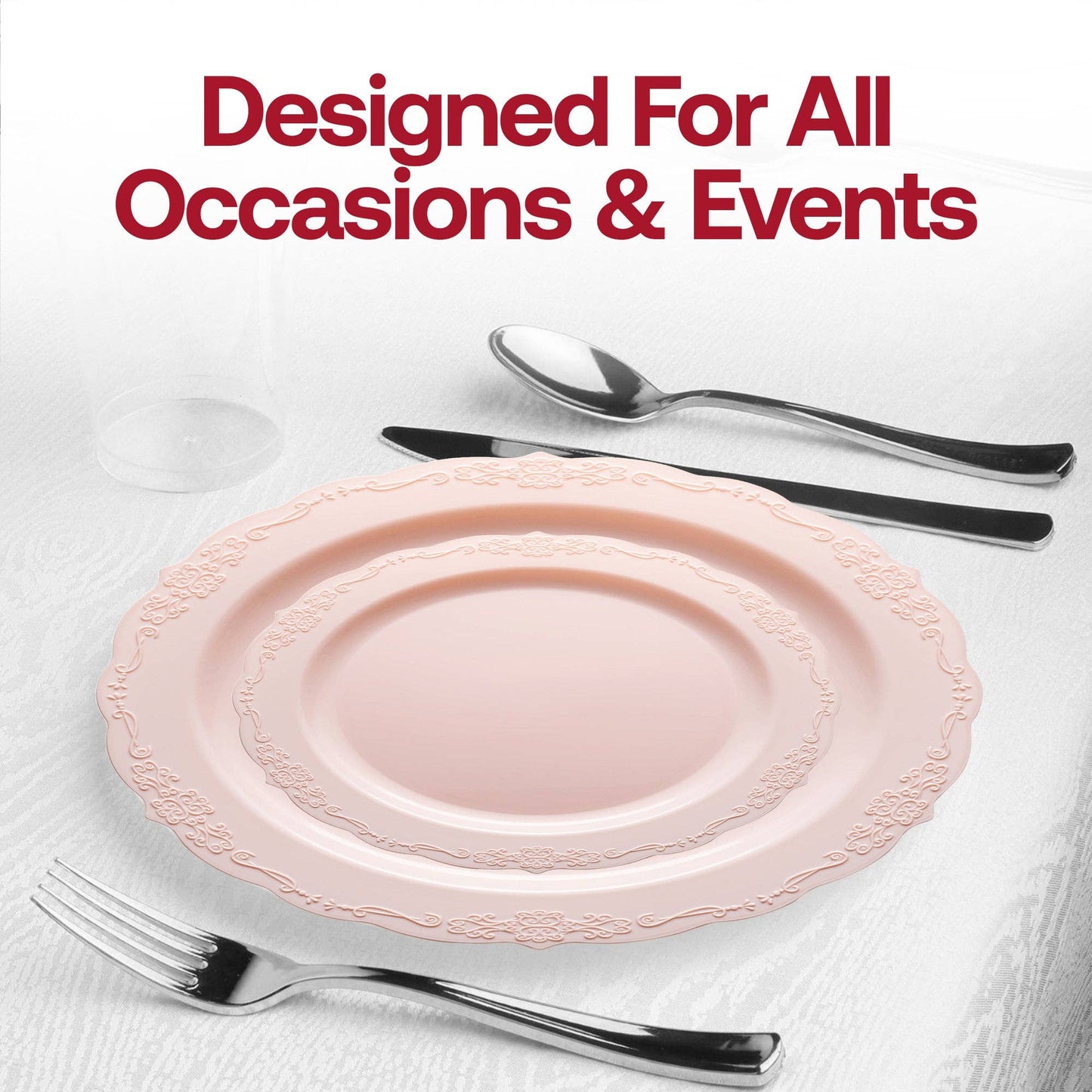 Pink Vintage Round Plastic Dinnerware Set