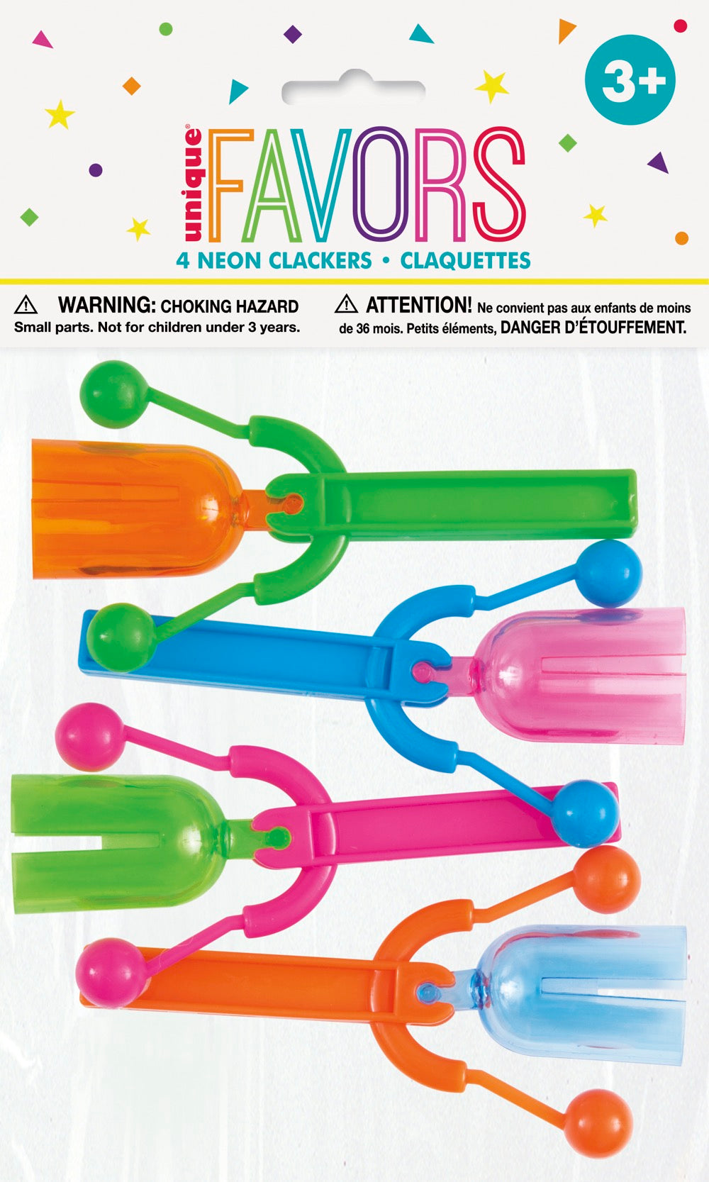 Neon Clacker Noisemakers 4ct