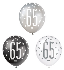 Glitz Black 12in Latex Balloons 6ct - 65