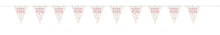 Glitz Rose Gold Prismatic Plastic Flag Banner 9ft - Happy Birthday