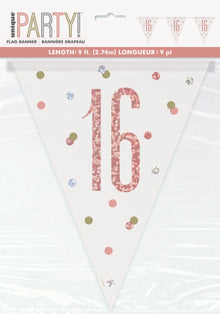 Glitz Rose Gold Prismatic Plastic Flag Banner 9ft - 16
