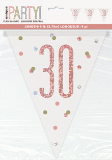 Glitz Rose Gold Prismatic Plastic Flag Banner 9ft - 30