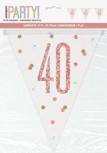 Glitz Rose Gold Prismatic Plastic Flag Banner 9ft - 40