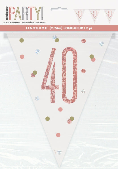 Glitz Rose Gold Prismatic Plastic Flag Banner 9ft - 40