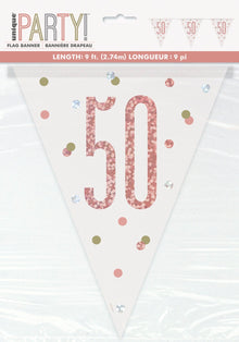 Glitz Rose Gold Prismatic Plastic Flag Banner 9ft - 50
