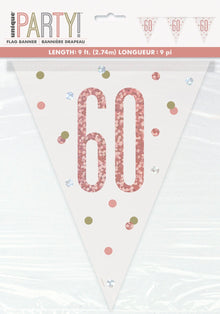 Glitz Rose Gold Prismatic Plastic Flag Banner 9ft - 60