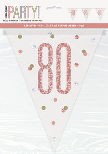 Glitz Rose Gold Prismatic Plastic Flag Banner 9ft - 80