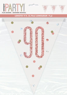 Glitz Rose Gold Prismatic Plastic Flag Banner 9ft - 90