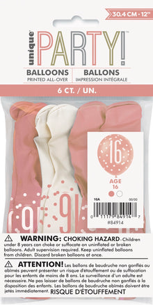 Rose Gold 12in Latex Balloons 6ct - 16