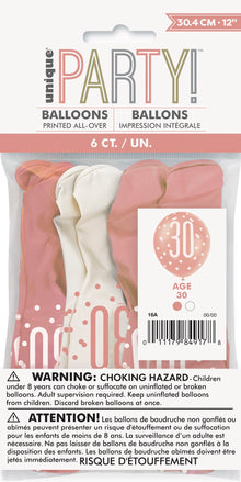 Rose Gold 12in Latex Balloons 6ct - 30