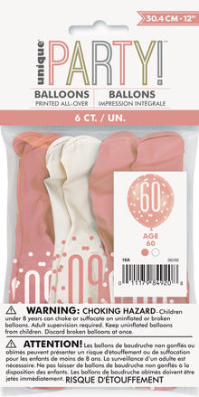 Rose Gold 12in Latex Balloons 6ct - 60