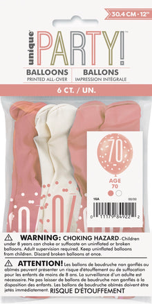 Rose Gold 12in Latex Balloons 6ct - 70