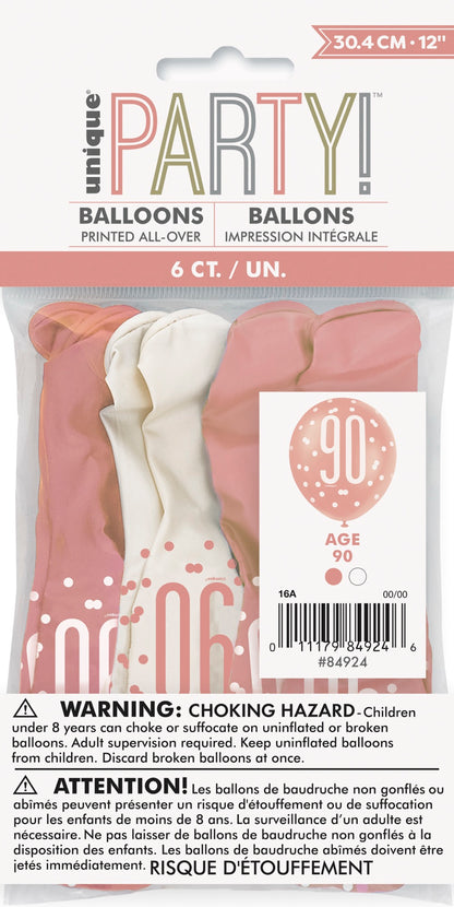 Rose Gold 12in Latex Balloons 6ct - 90